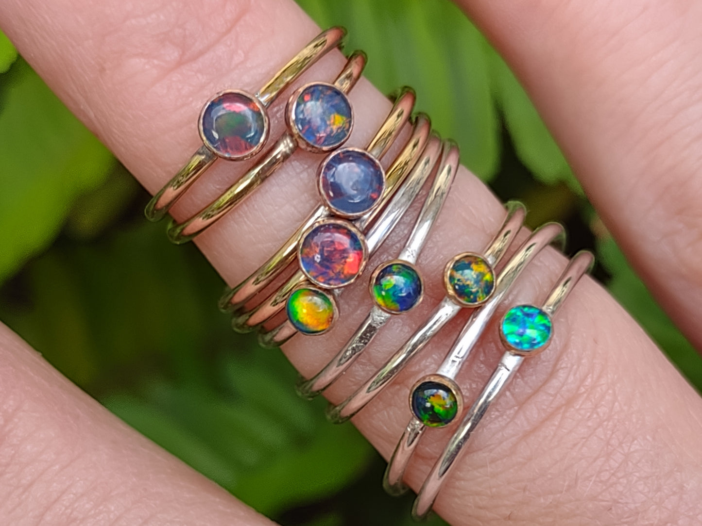 Genuine Opal Stacker Ring - 14k Gold FILL or Sterling & gold fill - Ready to ship - ValenwoodVixen