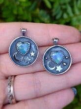 Load image into Gallery viewer, Sweetest Dreams Pendant - Opal and Sterling Silver - Moon &amp; Star - Handmade - silversmithed - Ready to Ship - ValenwoodVixen
