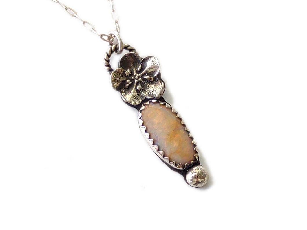 Opal Forget Me Not Necklace- Handcrafted - Sterling Opal - Man Made Opal - Handmade - silversmithed - ValenwoodVixen