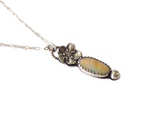 Load image into Gallery viewer, Opal Forget Me Not Necklace- Handcrafted - Sterling Opal - Man Made Opal - Handmade - silversmithed - ValenwoodVixen
