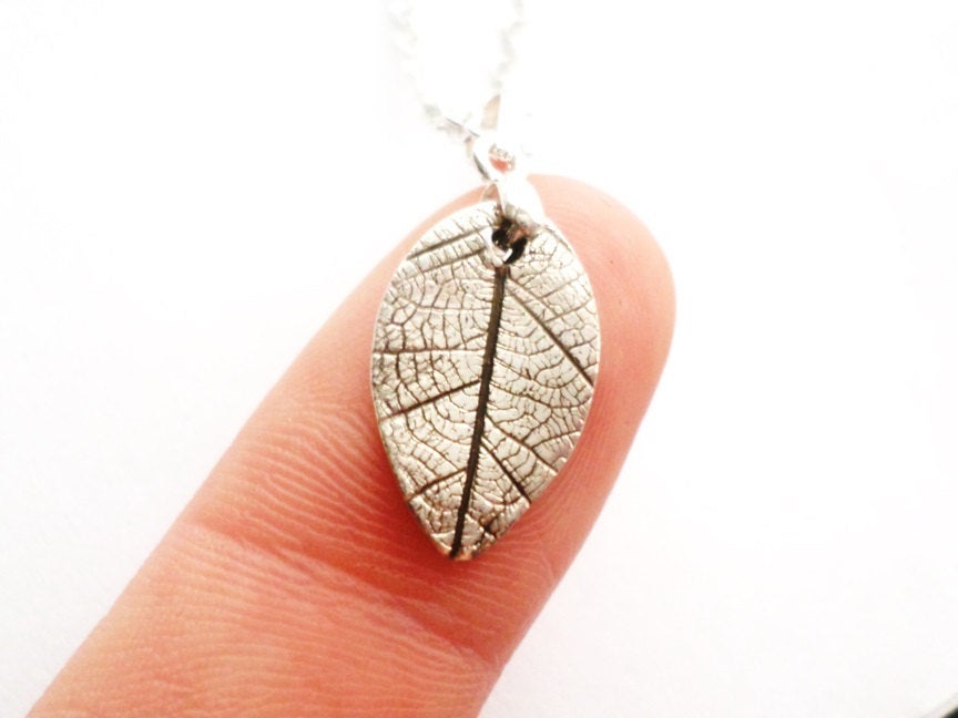 Tiny Fine Silver Leaf Necklace - .999 fine silver jewelry - Nature Necklace - Delicate Silver Leaf Charm - ValenwoodVixen - Ready to Ship