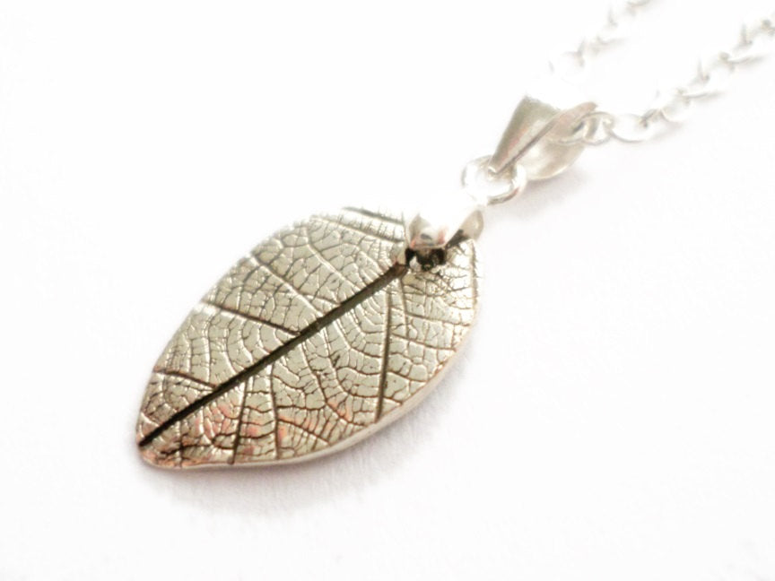 Tiny Fine Silver Leaf Necklace - .999 fine silver jewelry - Nature Necklace - Delicate Silver Leaf Charm - ValenwoodVixen - Ready to Ship