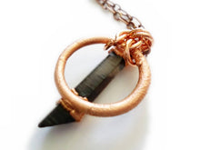 Load image into Gallery viewer, Smoky Quartz Point Pendant- Balance - Crystal and Copper Growth- Electroformed - Raw Copper - Crystal Point- ValenwoodVixen - Ready to Ship
