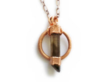 Load image into Gallery viewer, Smoky Quartz Point Pendant- Balance - Crystal and Copper Growth- Electroformed - Raw Copper - Crystal Point- ValenwoodVixen - Ready to Ship
