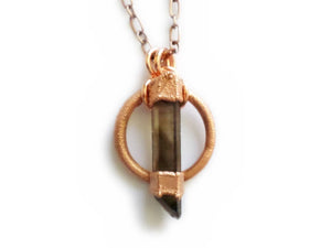 Smoky Quartz Point Pendant- Balance - Crystal and Copper Growth- Electroformed - Raw Copper - Crystal Point- ValenwoodVixen - Ready to Ship