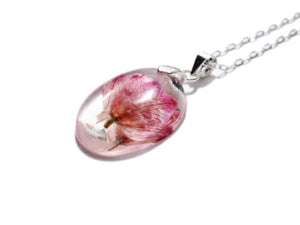 Real Pressed Flower Necklace - PInk Delphinium Flower - Resin Flower Necklace -Flower Pendant - Botanical Jewelry - Preserved Flower