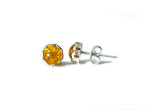 6mm Amber Studs- Sterling SIlver -  Handmade - Ready to Ship