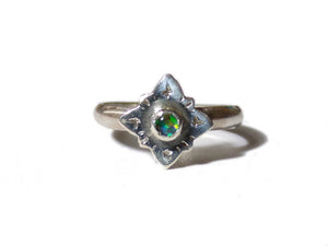 Antares Opal Ring - sz 6 - Handcut Opal Star - sterling silver- Opal Jewelry -  Antique Style - ValenwoodVixen - Ready to Ship