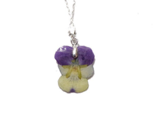 Pressed Viola 1 - Flower Necklace - Violet Viola Tricolor - Real Flower - Nature Gift - Preserved Flower - ValenwoodVixen