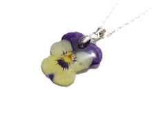 Load image into Gallery viewer, Pressed Viola 1 - Flower Necklace - Violet Viola Tricolor - Real Flower - Nature Gift - Preserved Flower - ValenwoodVixen
