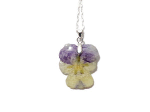 Pressed Viola 2 - Flower Necklace - Violet Viola Tricolor - Real Flower - Nature Gift - Preserved Flower - ValenwoodVixen