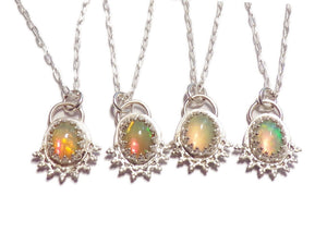 Eight Petaled Lotus Opal Necklace - Sterling - Ethiopian Welo Opal - Delicate Necklace - Opals - Handmade - silversmithed - ValenwoodVixen