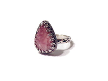 Load image into Gallery viewer, Rhodochrosite Solitaire - sz 7.25 - Pink Ring  - Pear shaped- Crystal Jewelry - Sterling Silver - Ready to ship - ValenwoodVixen
