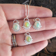 Load image into Gallery viewer, Eight Petaled Lotus Opal Necklace - Sterling - Ethiopian Welo Opal - Delicate Necklace - Opals - Handmade - silversmithed - ValenwoodVixen
