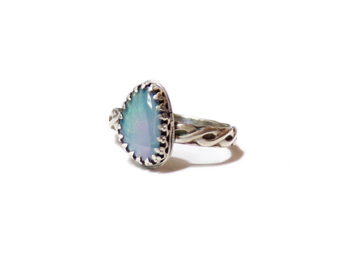 Iris - Opal Ring- size 7  - Opal doublet & sterling silver handcrafted ring- Opal Jewelry - ValenwoodVixen - Ready to Ship
