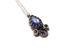 Load image into Gallery viewer, Vision Pendant - Kyanite and Iolite with Opals - Handmade - silversmithed - Ready to Ship - ValenwoodVixen
