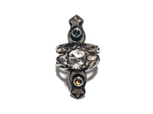 Load image into Gallery viewer, Celestial Phases Ring - Rosecut Quartz and Opals - sz 6.5 - Handmade - Sterling Silver- Quartz and  Opal - ValenwoodVixen - Ready to Ship
