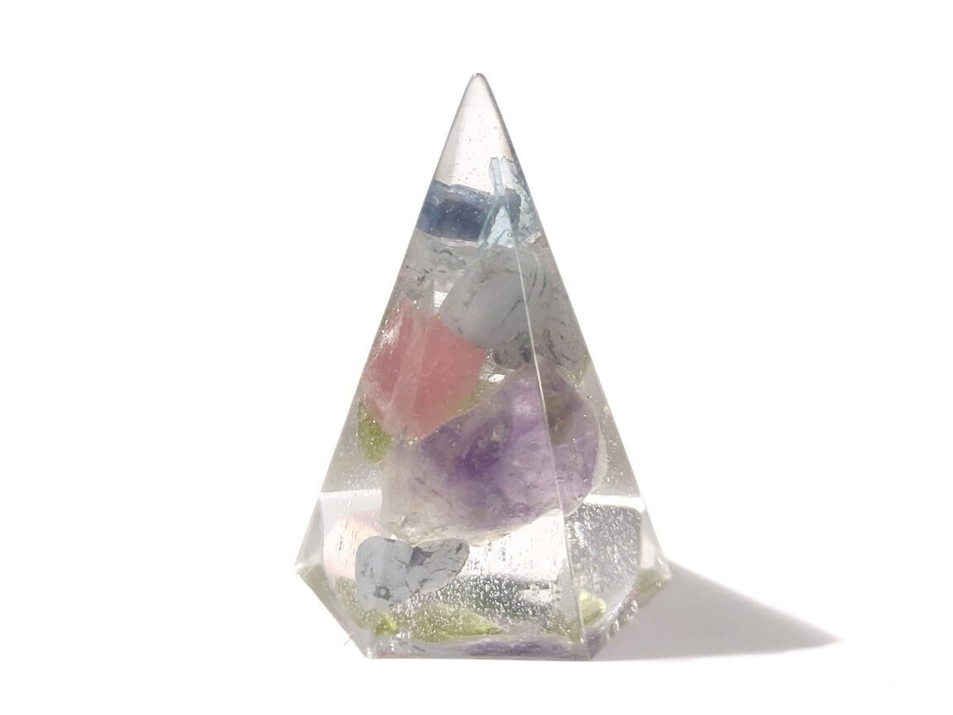 Resin Ring Cone - Faceted #2- Mixed Gemstones- Crystal Ring Holder - Jewelry Display -  ValenwoodVixen - Ready to Ship